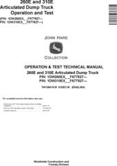 John Deere 260E, 310E Articulated Dump Truck (SN. F677827-) Diagnostic Technical Manual (TM13841X19)