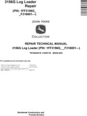 John Deere 3156G (SN. F316001-) Log Loader Service Repair Technical Manual (TM14030X19)