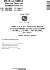 John Deere 2154G, 2154GLC (SN.C212001-, D212001-) Forestry Excavator Diagnostic Manual (TM14043X19)