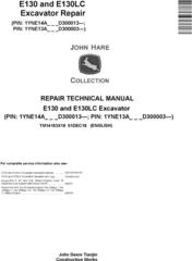 John Deere E130, E130LC (SN.from D300003) Excavator Repair Technical Manual (TM14153X19)