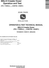 John Deere 850J-II (SN. C306799-354851) Crawler Dozer Operation & Test Technical Manual (TM14228X19)