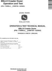 John Deere 850J-II (SN. D306725-323043) Crawler Dozer Operation & Test Technical Manual (TM14230X19)